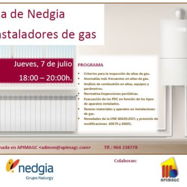 Jornada Técnica NEDGIA jueves 7 de Julio en APIMAGC