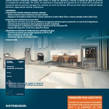 Curso de Formación Presencial UPONOR +GF+. Miércoles 26 de noviembre a las 18:00h en APIMAGC.