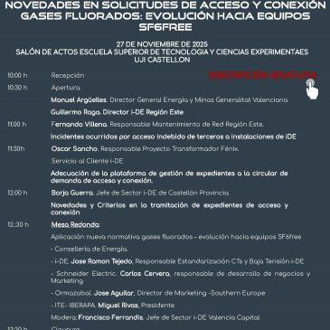 CEV: Comisión Energía: INVITACIÓN JORNADA TÉCNICA NOVEDADES EN SOLICITUDES DE ACCESO Y CONEXIÓN – GASES FLUORADOS: EVOLUCIÓN HACIA EQUIPOS SF6FREE