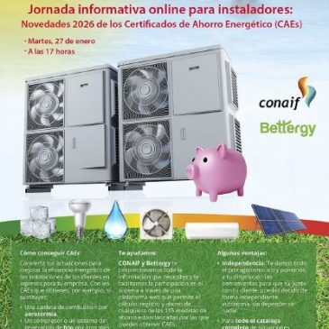 CONAIF-Webinar Novedades 2026 Certificados Ahorro Energético (CAES) para empresas instaladoras.